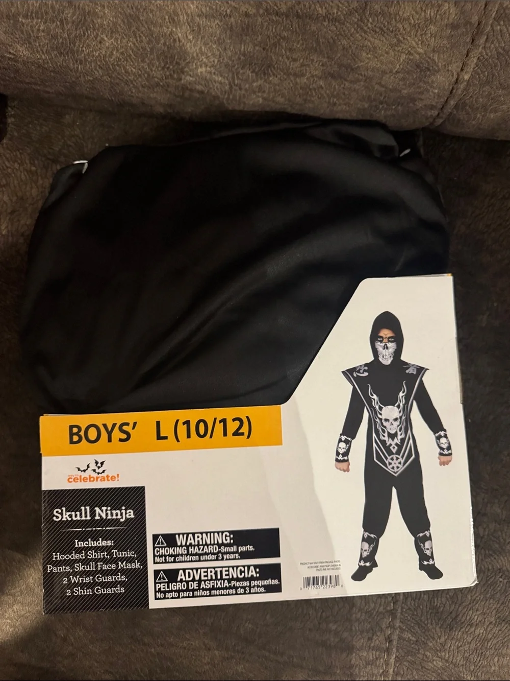 Boys' Skull Ninja Costume - Black new‎ sz Large (10/12)